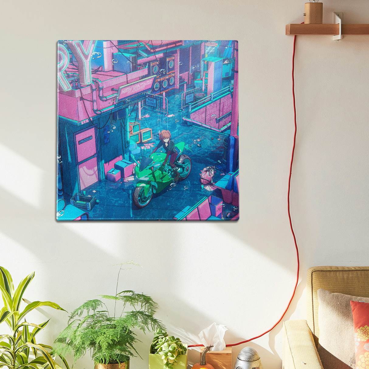 Anime Bike Scene Wall Art