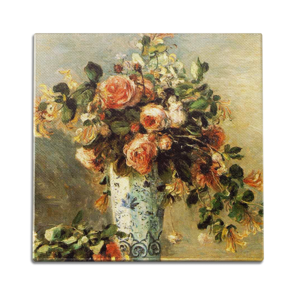 Roses and Jasmine In a Delft Vase Wall Art