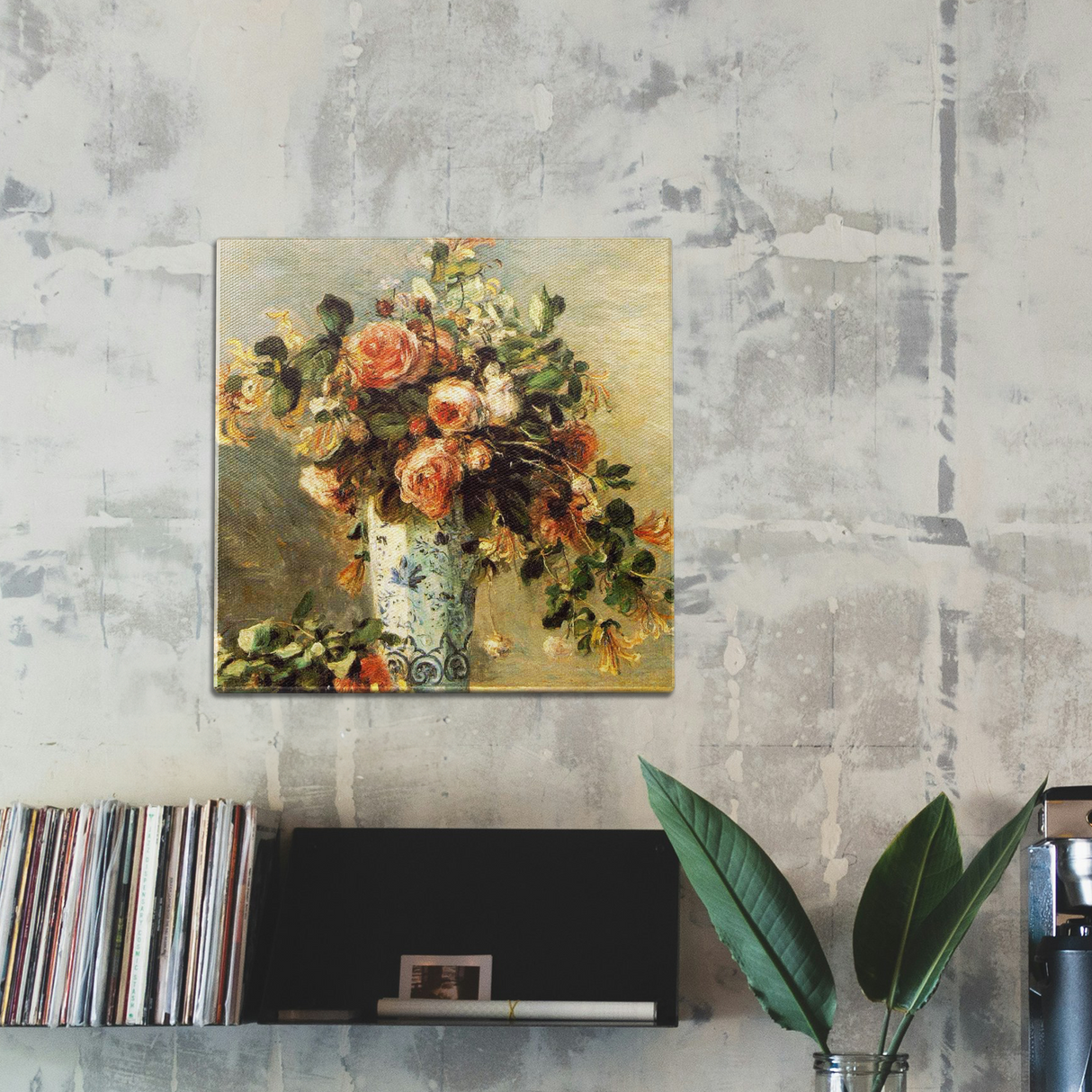 Roses and Jasmine In a Delft Vase Wall Art