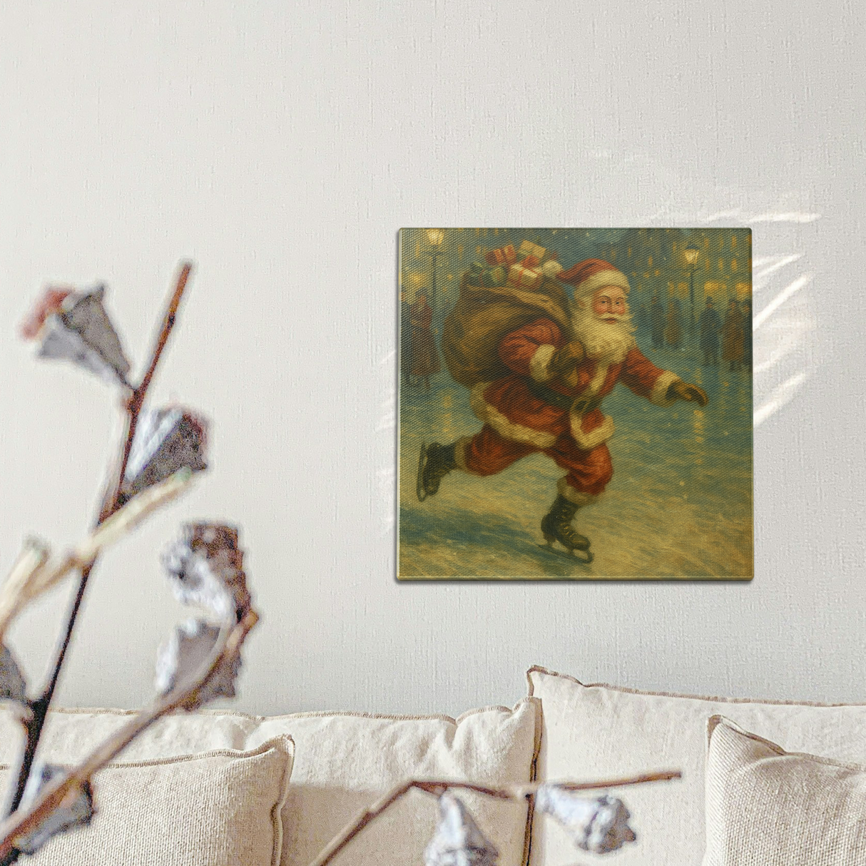 Skating Santa Wall Art