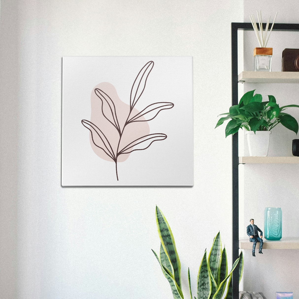 Leaf Doodle Pink Wall Art