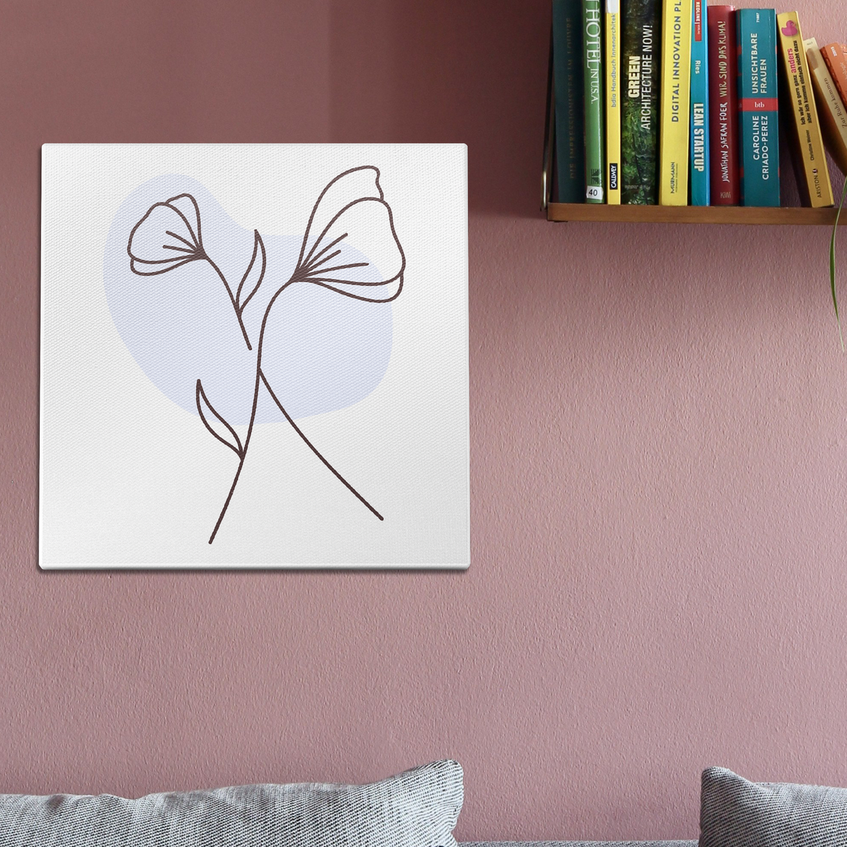 Leaf Doodle Blue Wall Art