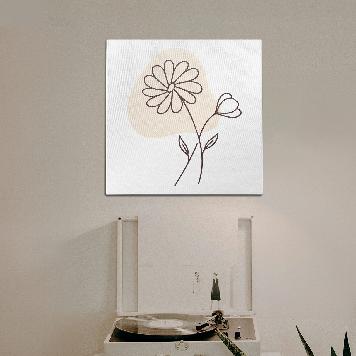 Flower Doodle Orange Wall Art
