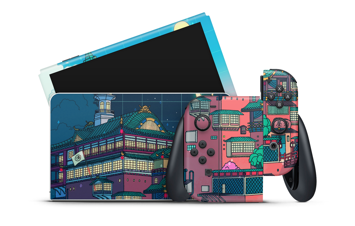 Nintendo Switch OLED Skin Bathhouse Day and Night