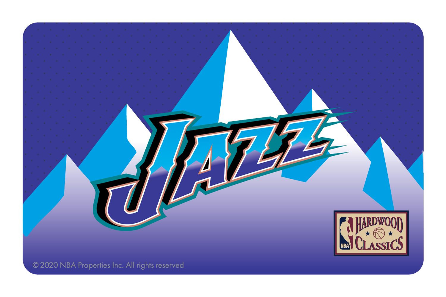 Utah Jazz Logo - Jazz in purple and blue against mountains in a