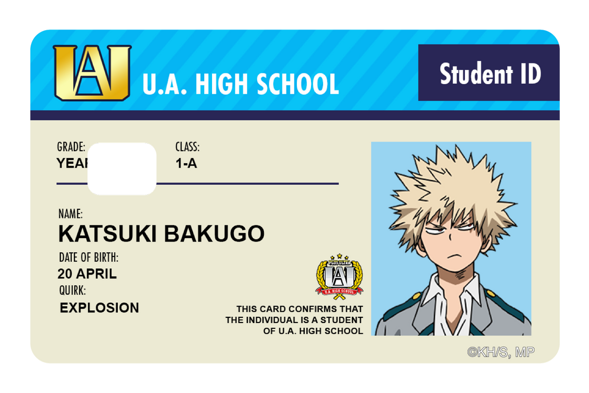 Student ID - Katsuki Bakugo - Card Covers - My Hero Academia - CUCU Covers