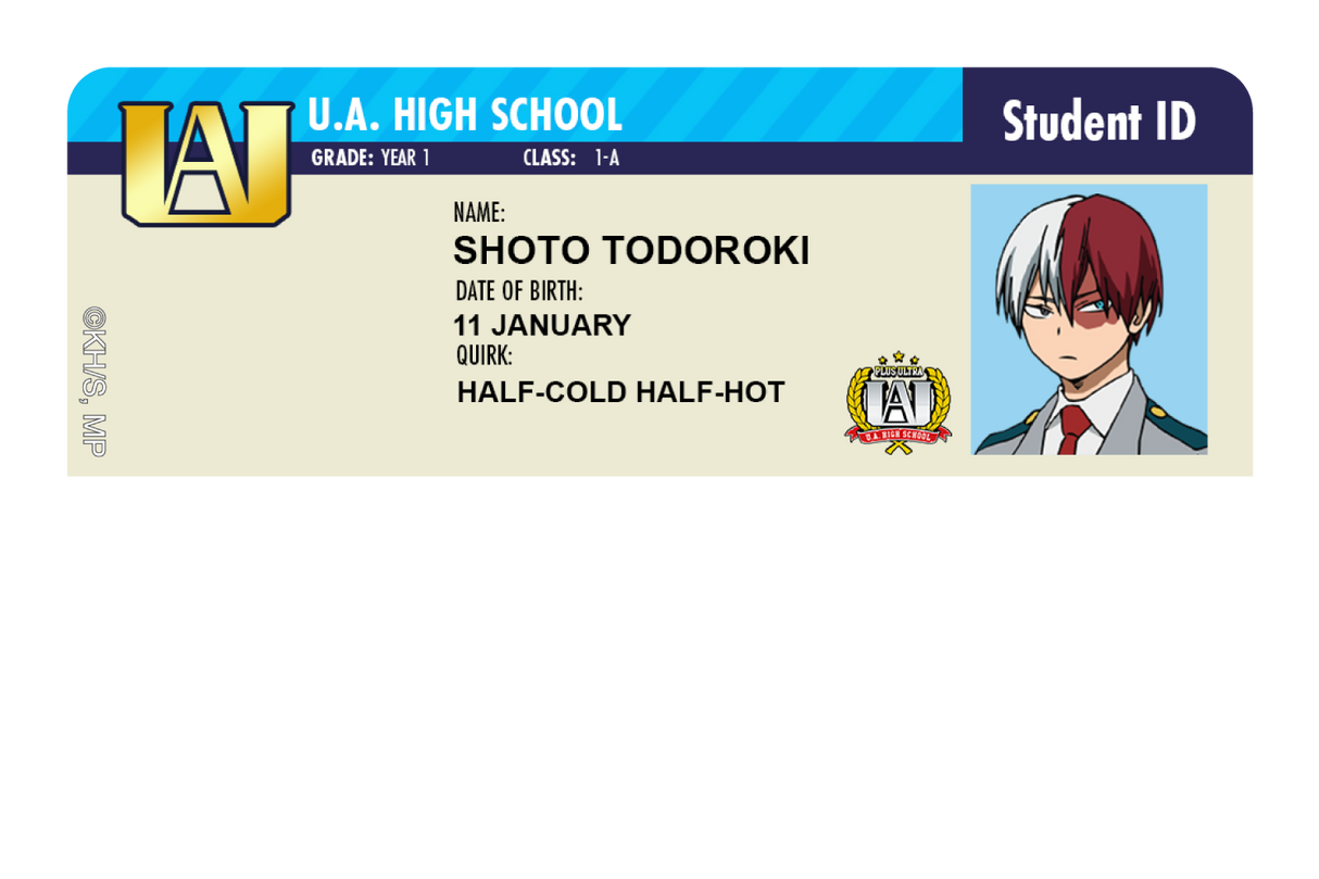 Student ID - Shoto Todoroki - Card Covers - My Hero Academia - CUCU Covers