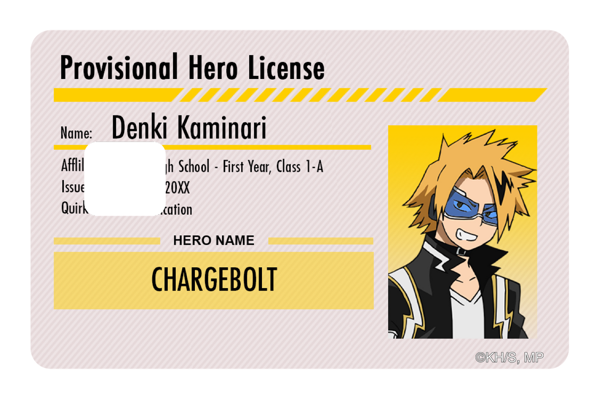 Hero License - Denki Kaminari - Card Covers - My Hero Academia - CUCU Covers