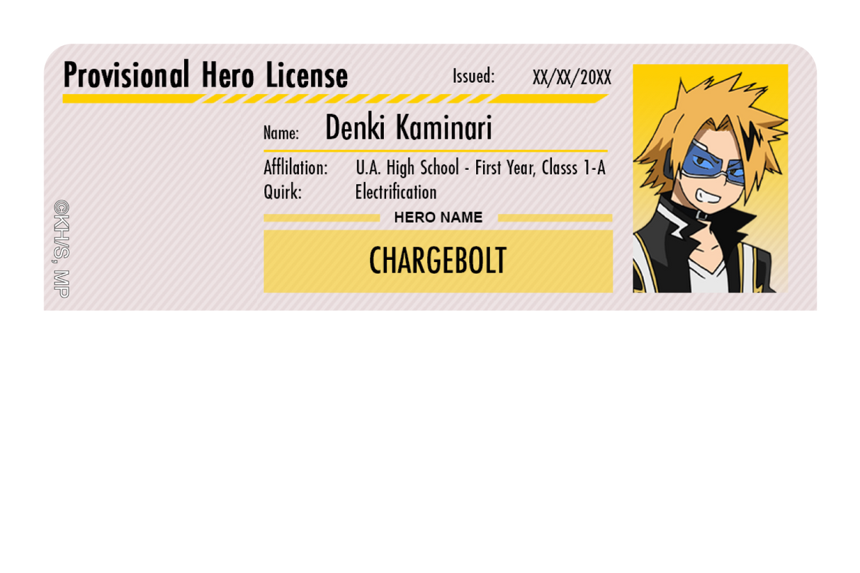 Hero License - Denki Kaminari - Card Covers - My Hero Academia - CUCU Covers