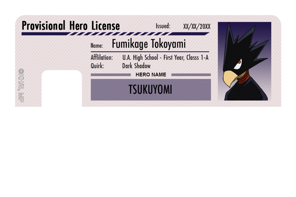 Hero License - Fumikage Tokoyami - Card Covers - My Hero Academia - CUCU Covers