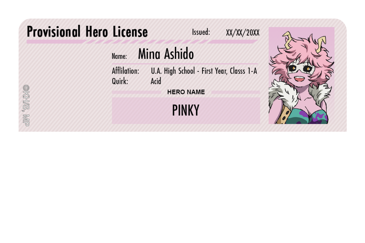 Hero License - Mina Ashido - Card Covers - My Hero Academia - CUCU Covers