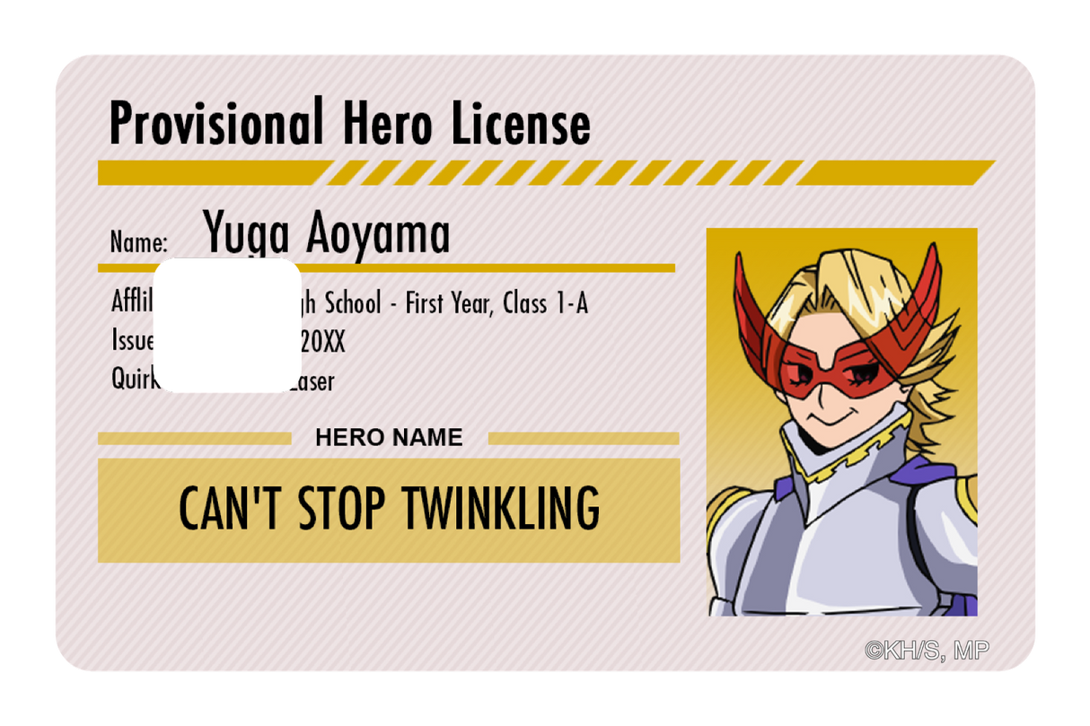 Hero License - Yuga Aoyama - Card Covers - My Hero Academia - CUCU Covers