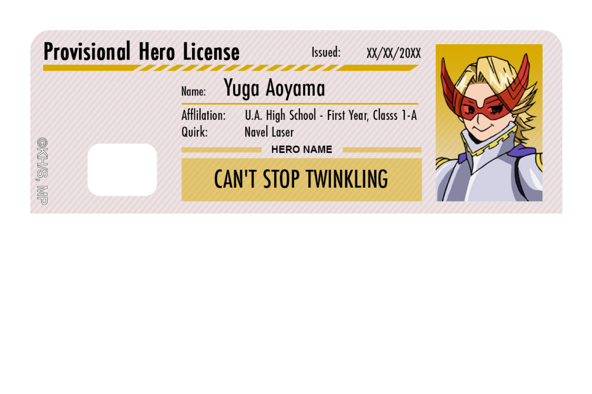 Hero License - Yuga Aoyama - Card Covers - My Hero Academia - CUCU Covers