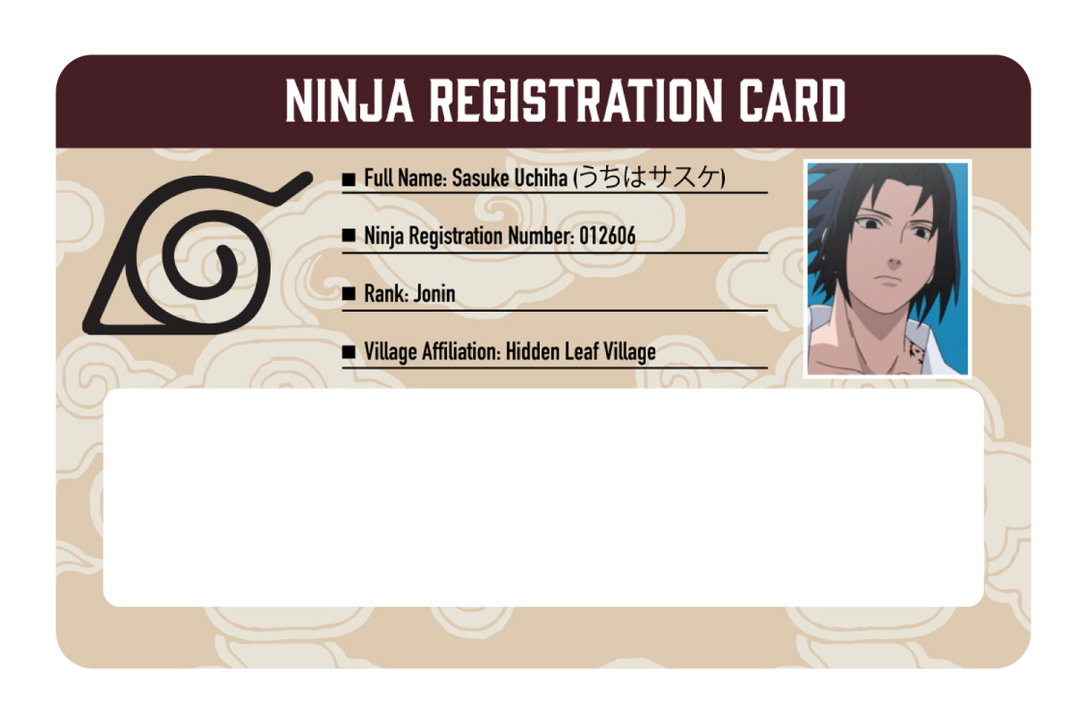 Sasuke Registration Card – CUCU Covers