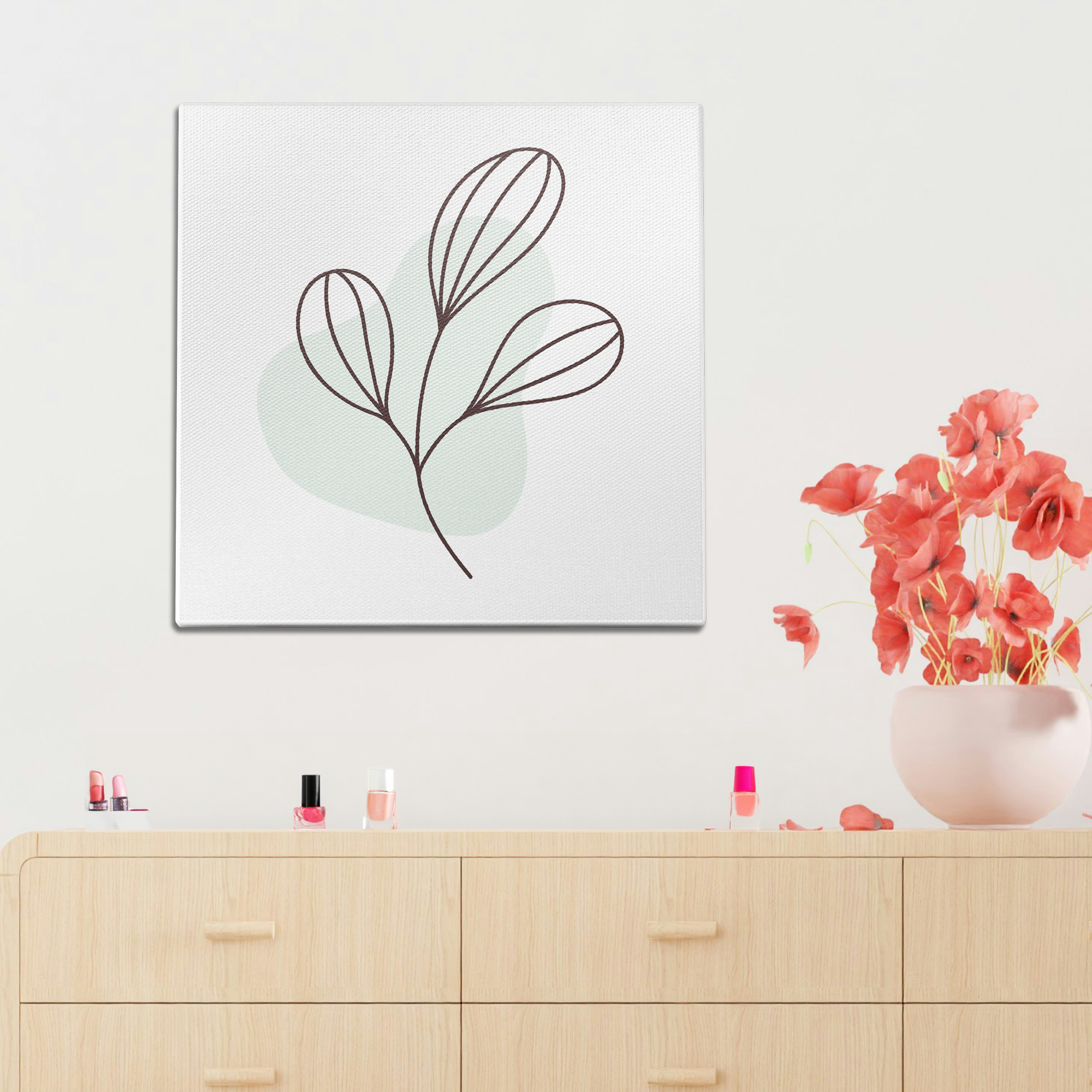 Leaf Doodle Green Wall Art