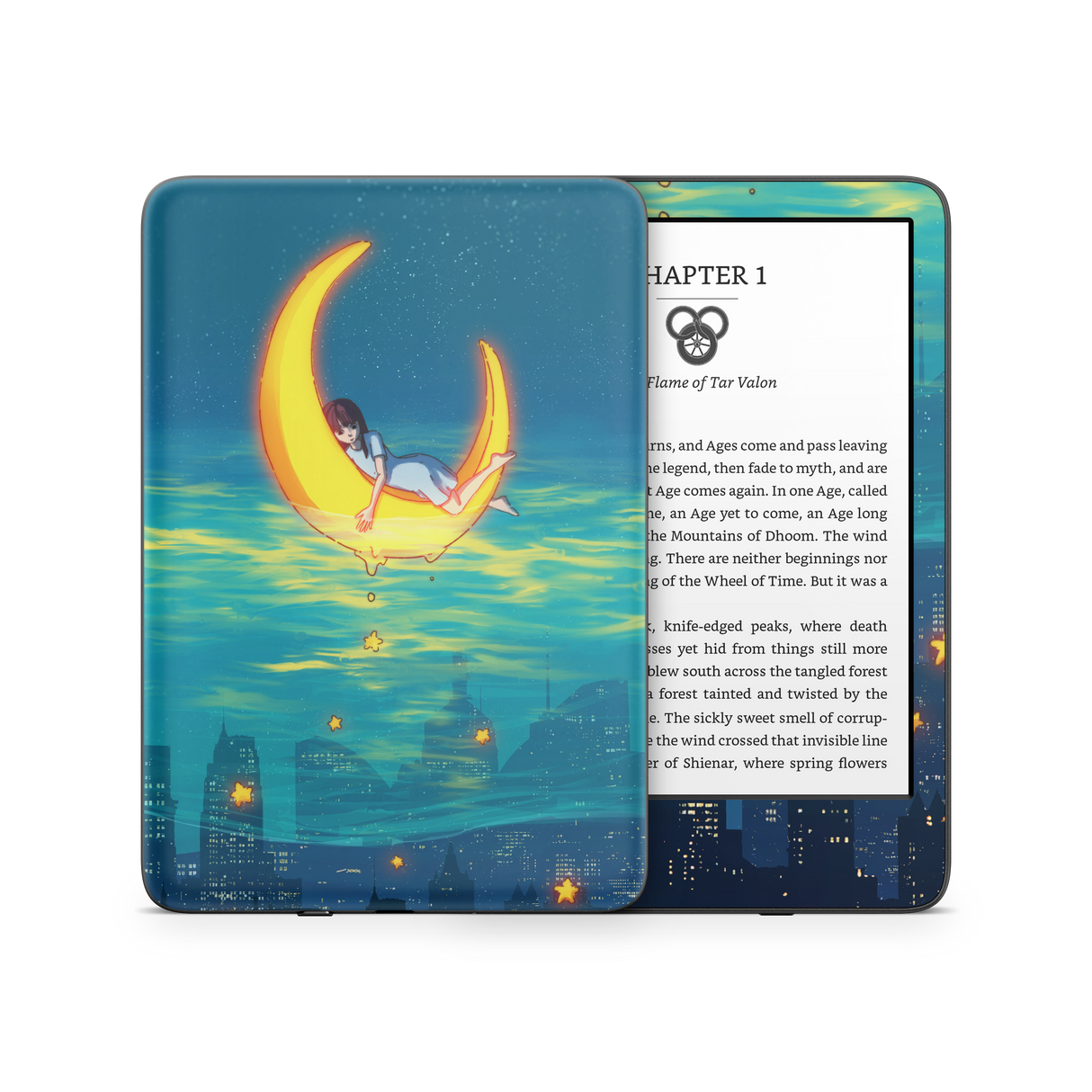 Girl on the Moon Kindle Skin