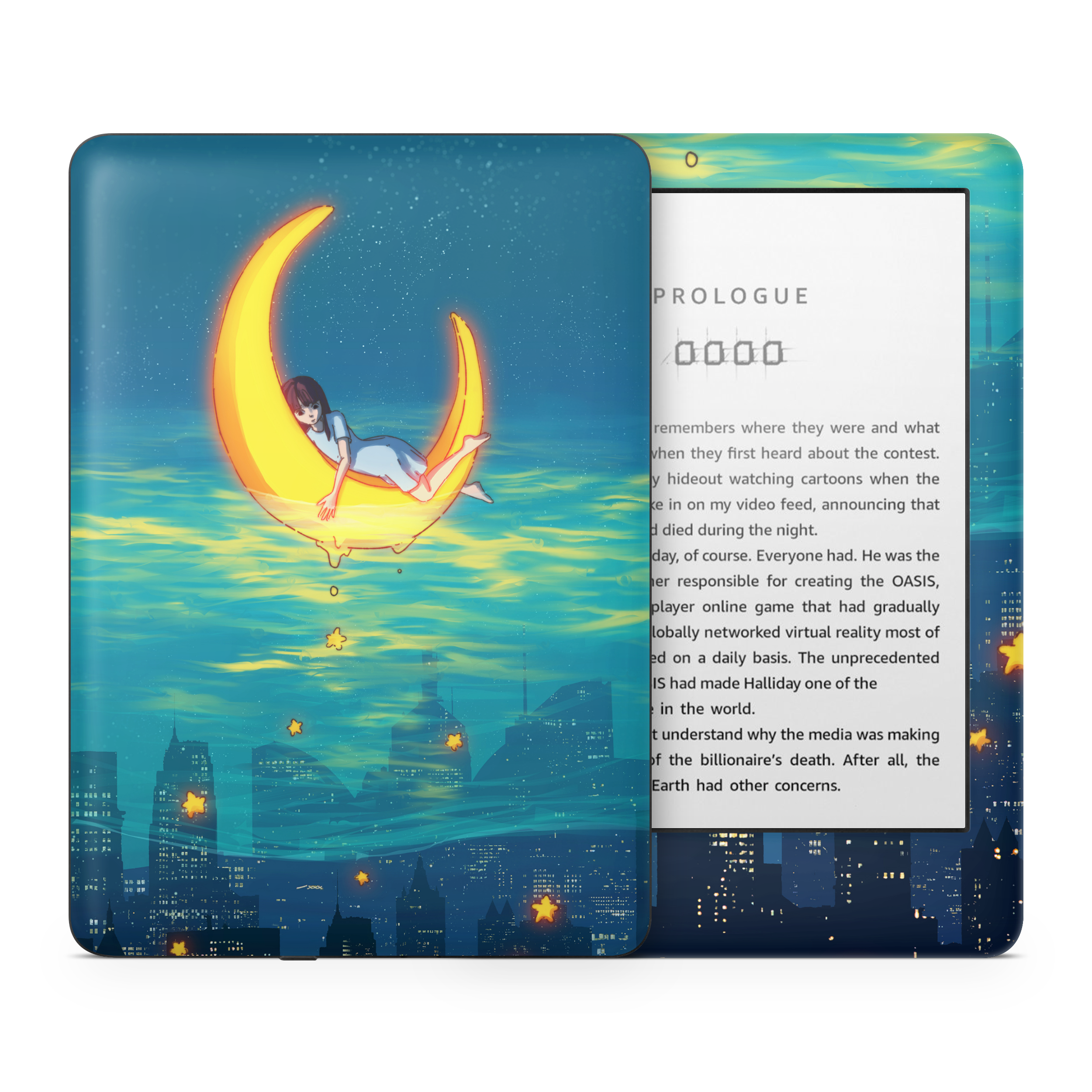 Girl on the Moon Kindle Skin