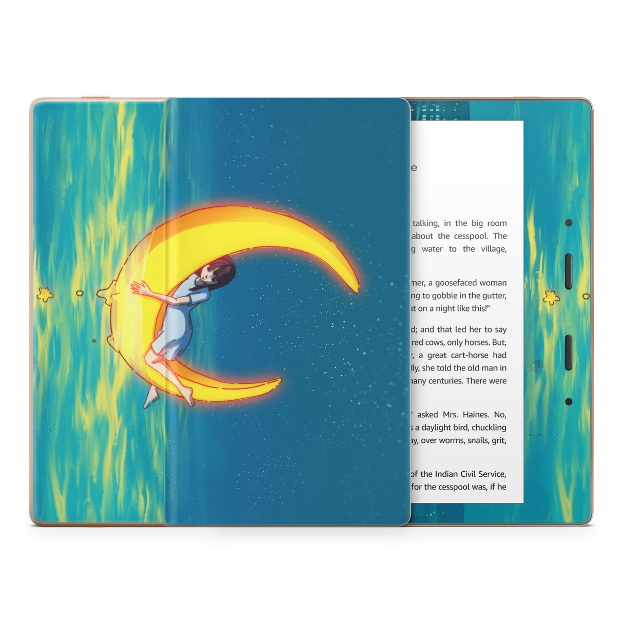 Girl on the Moon Kindle Skin