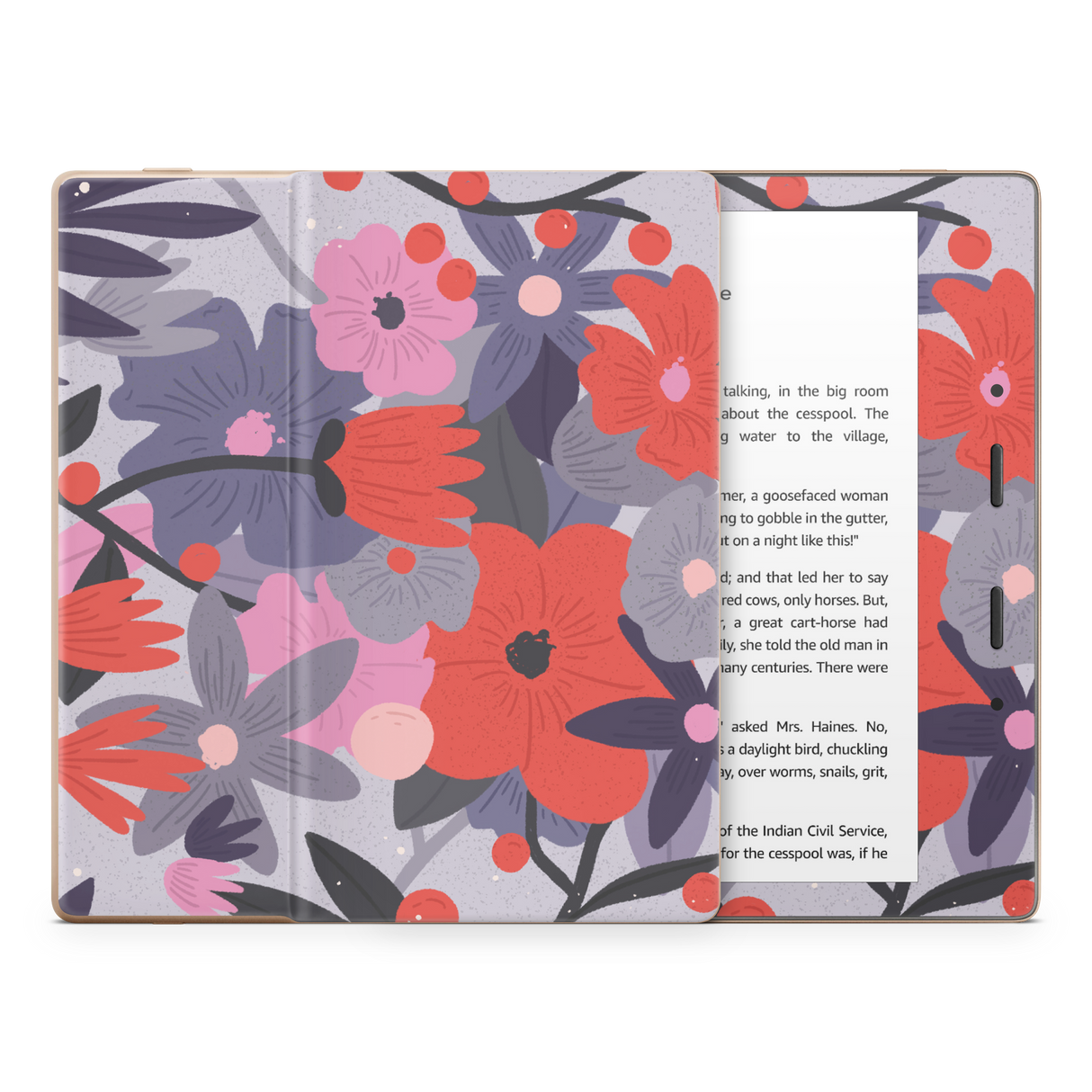 Purple Floral Kindle Skin