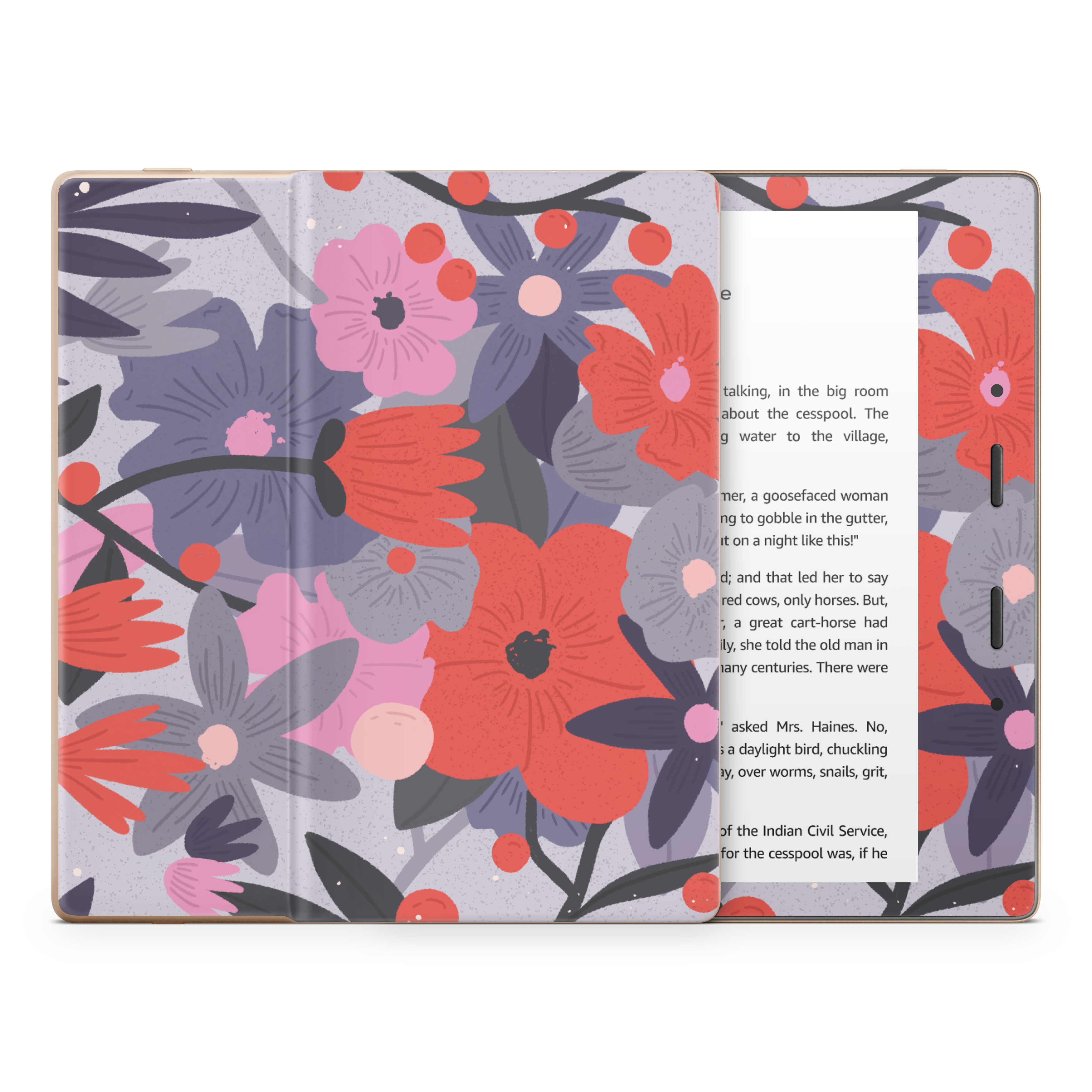 Purple Floral Kindle Skin