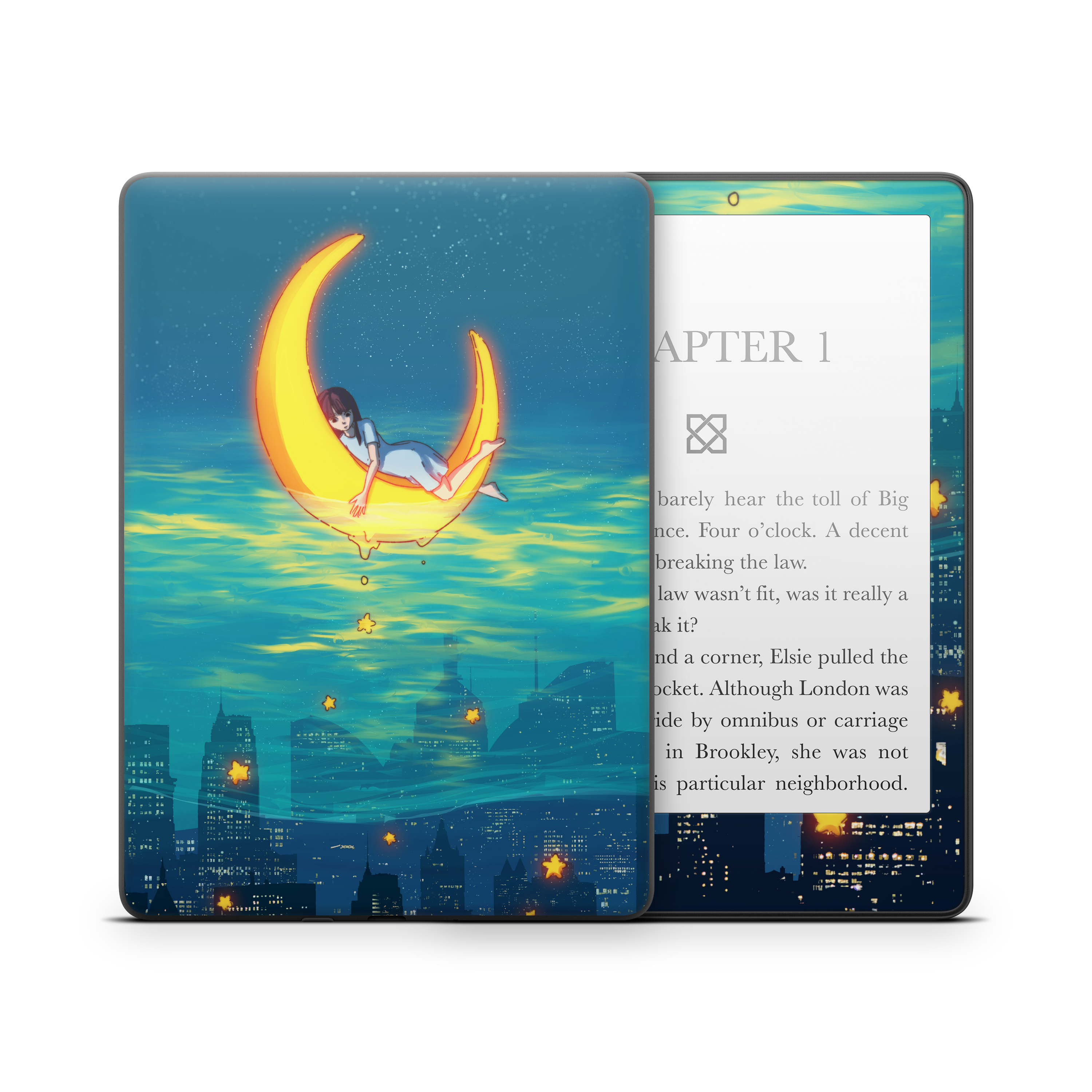 Girl on the Moon Kindle Skin