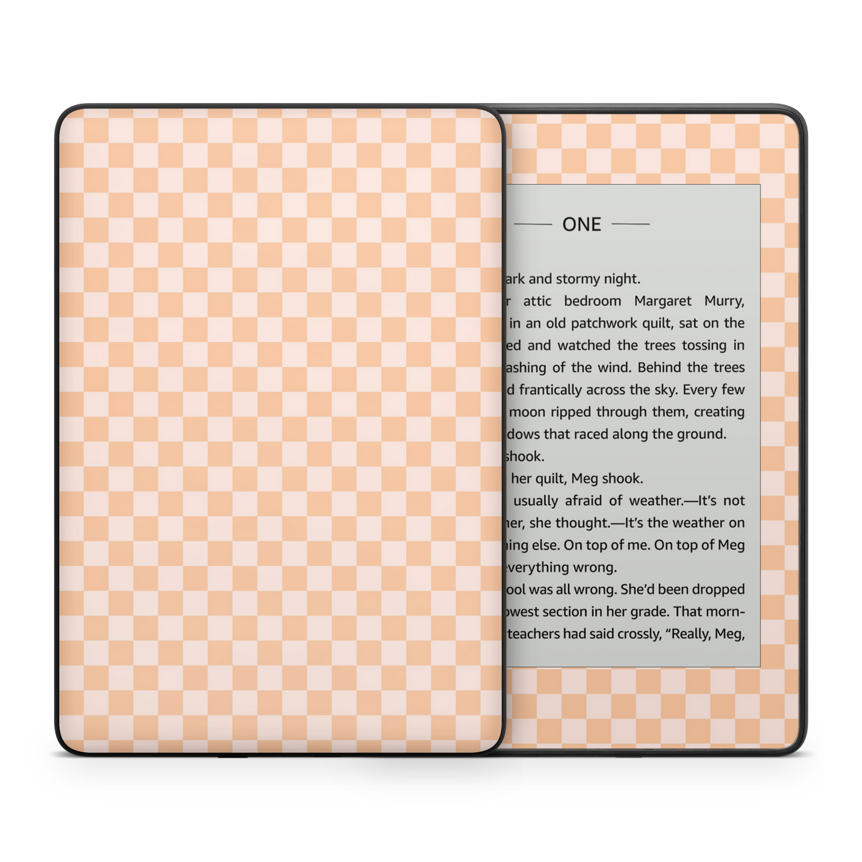 Checkered Cream Kindle Skin