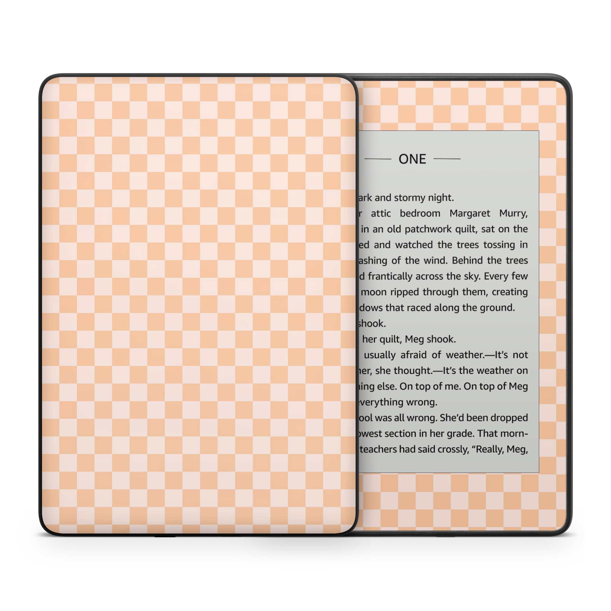 Checkered Cream Kindle Skin