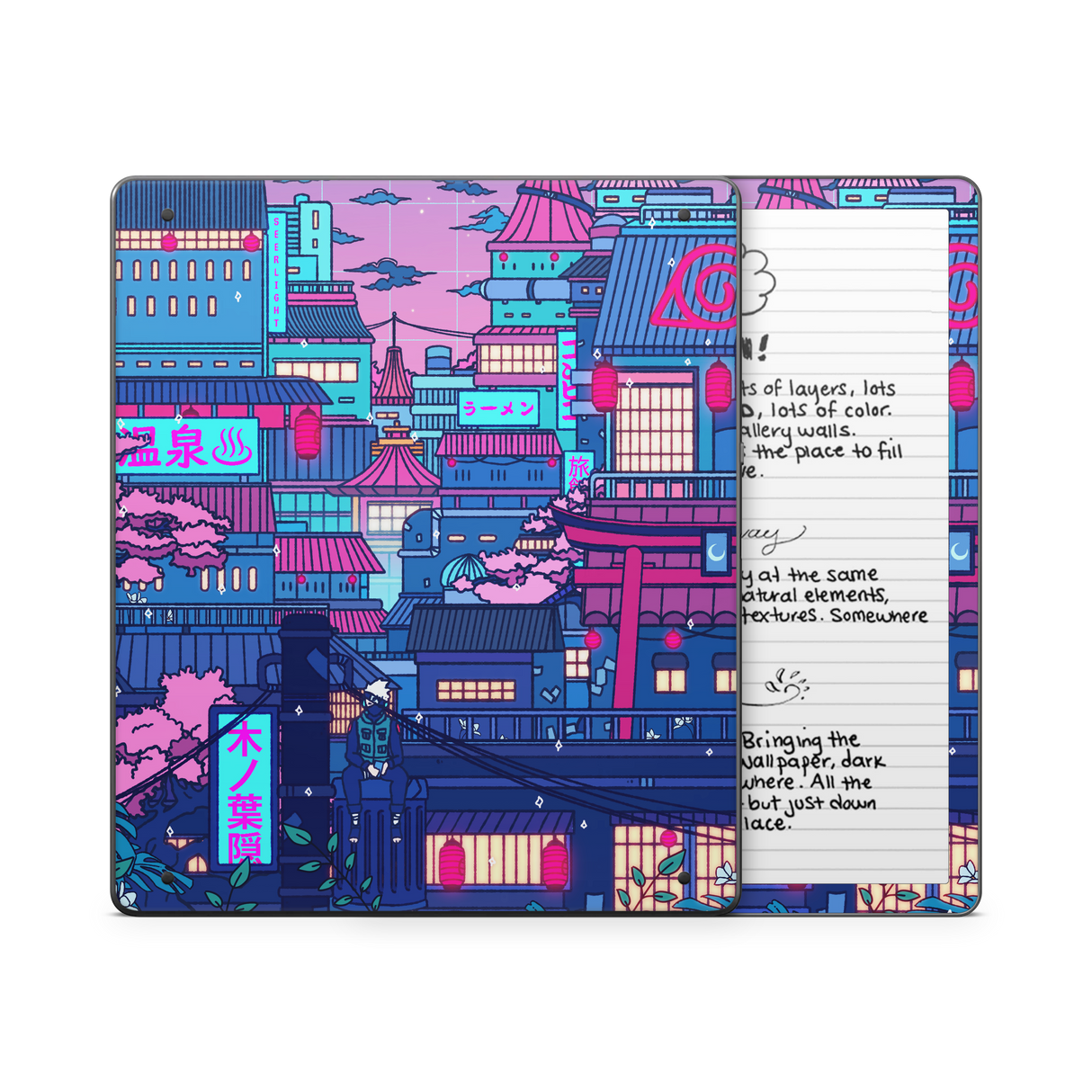 Cyberpunk Village Kindle Skin