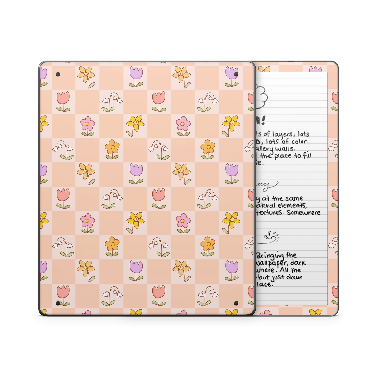 Checkered Flowers Kindle Skin