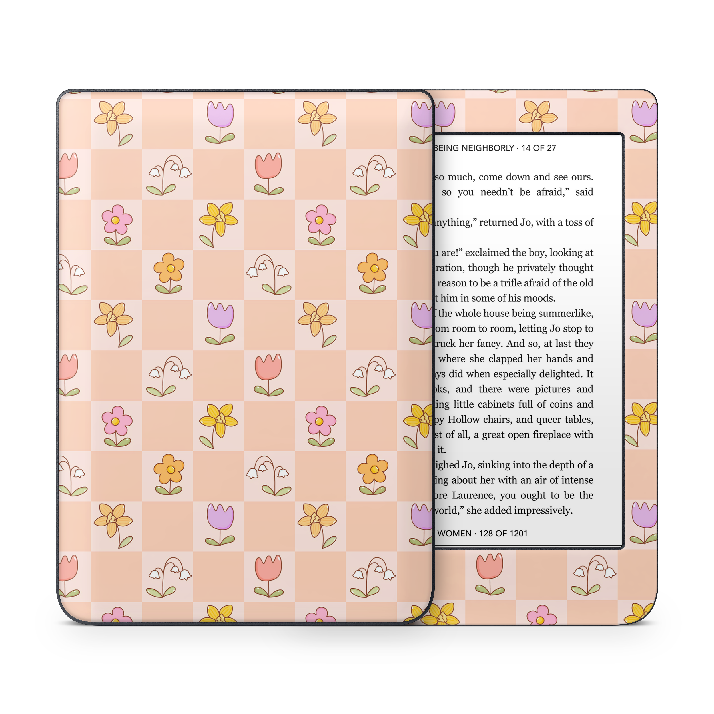 Checkered Flowers Kobo Skin