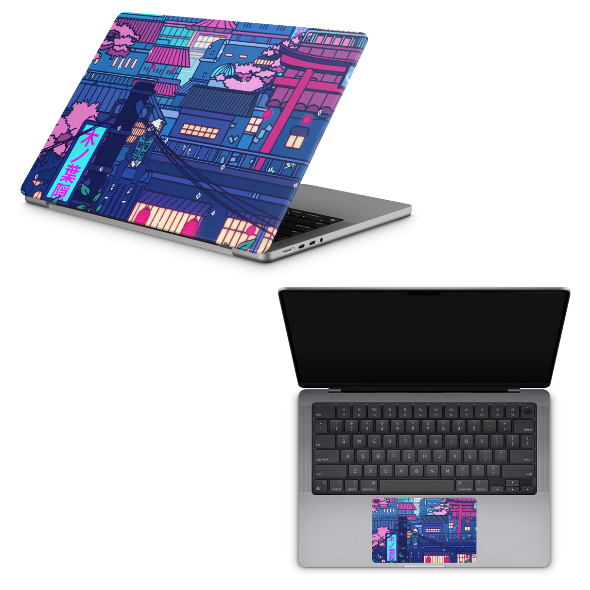 Apple MacBook Cyberpunk Village Skin