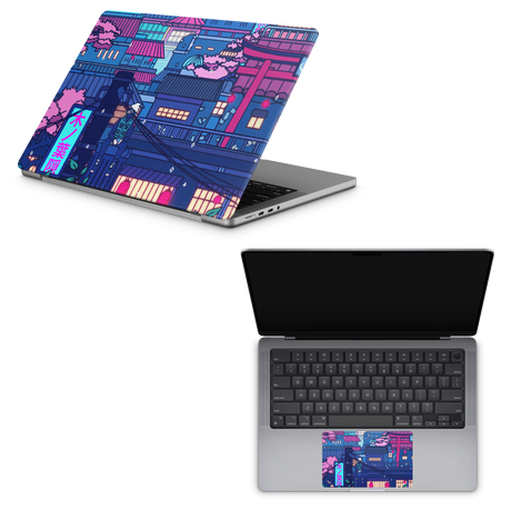 Apple MacBook Cyberpunk Village Skin