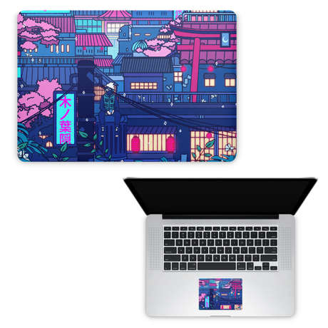 Apple MacBook Cyberpunk Village Skin