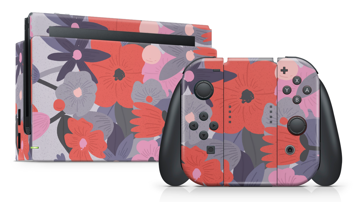 Nintendo Switch 2017 Skin Purple Floral