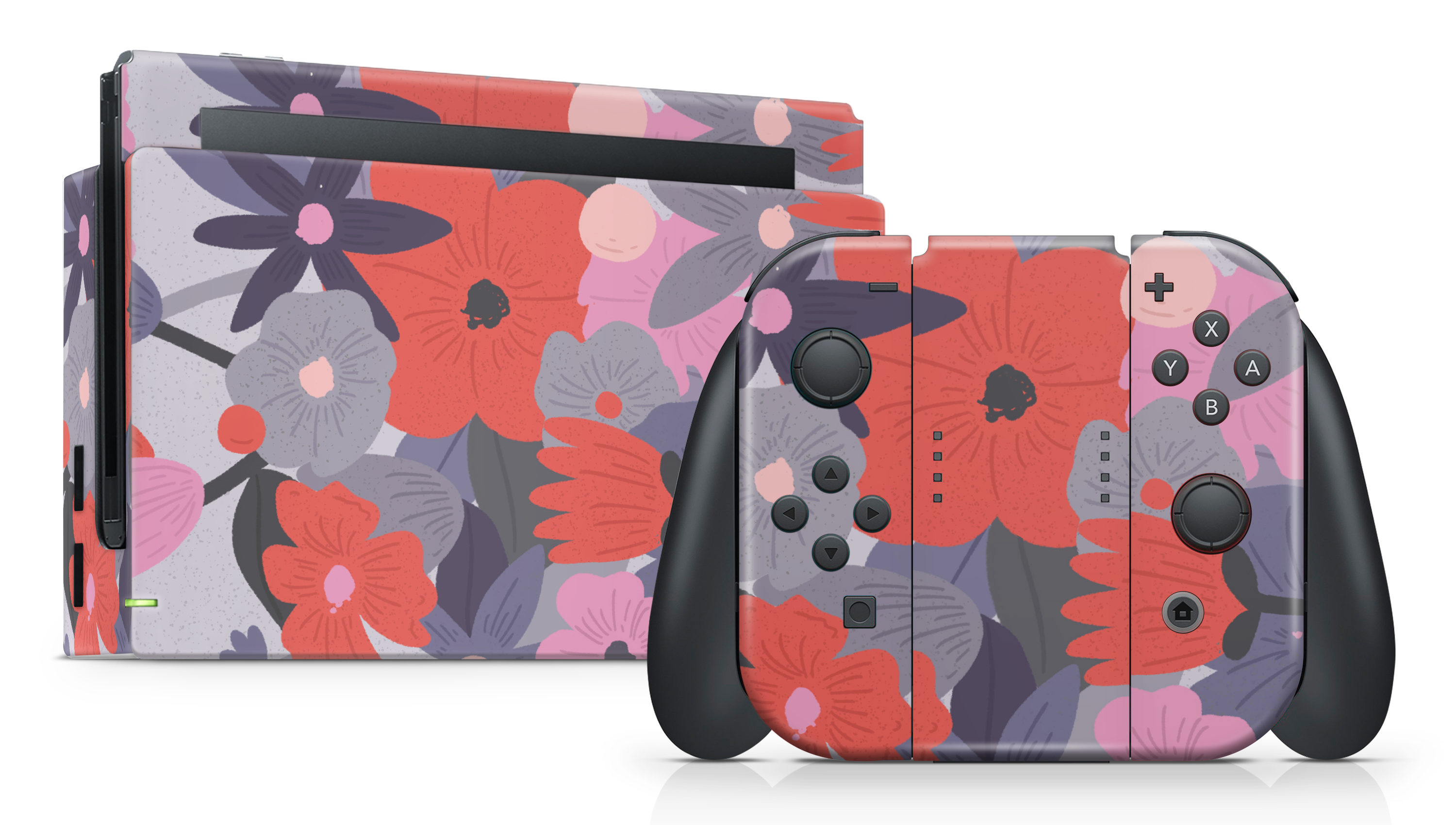Nintendo Switch 2017 Skin Purple Floral