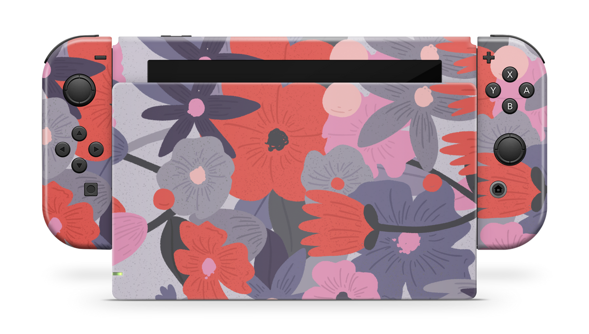Nintendo Switch 2017 Skin Purple Floral