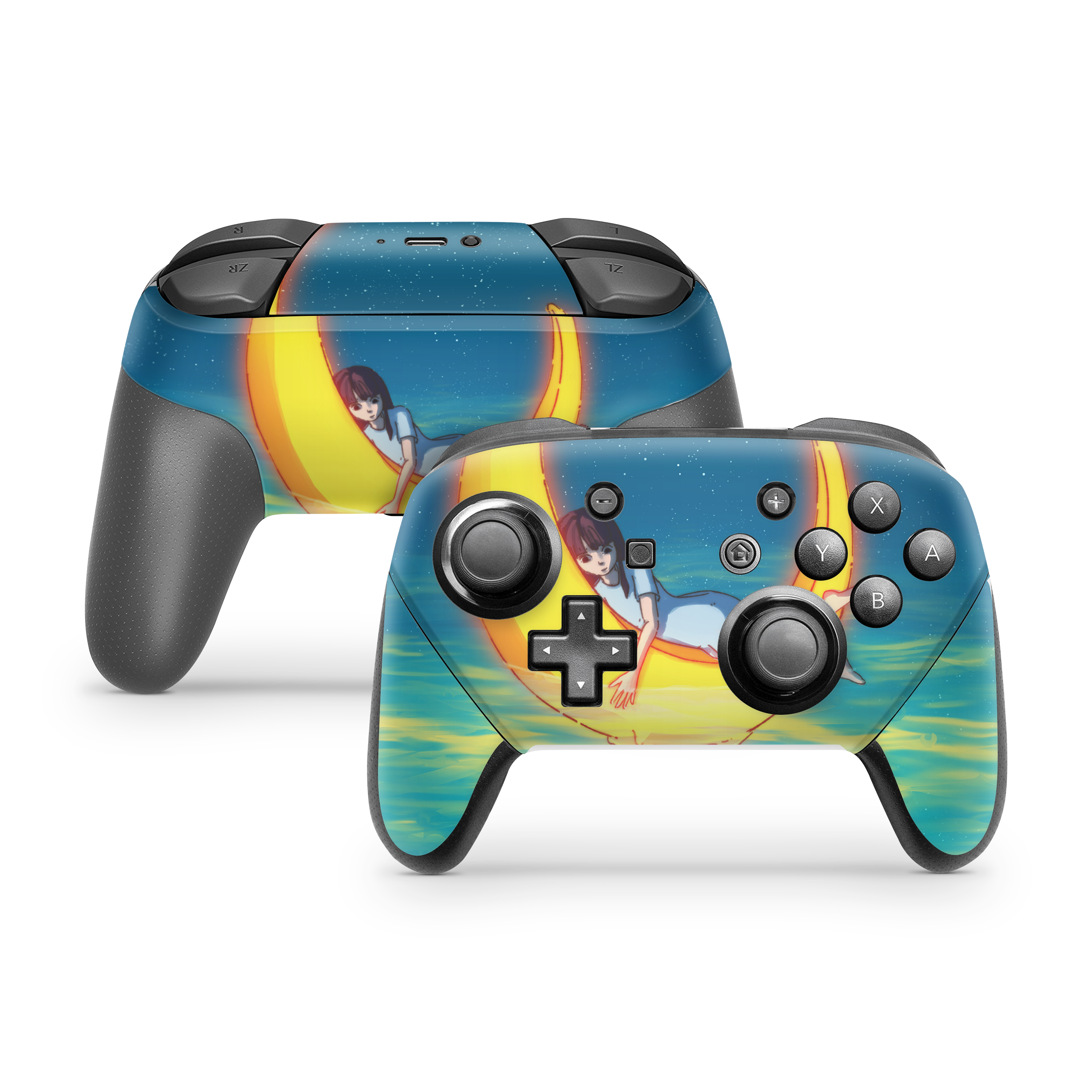 Nintendo Switch Controller Skin Girl on the Moon