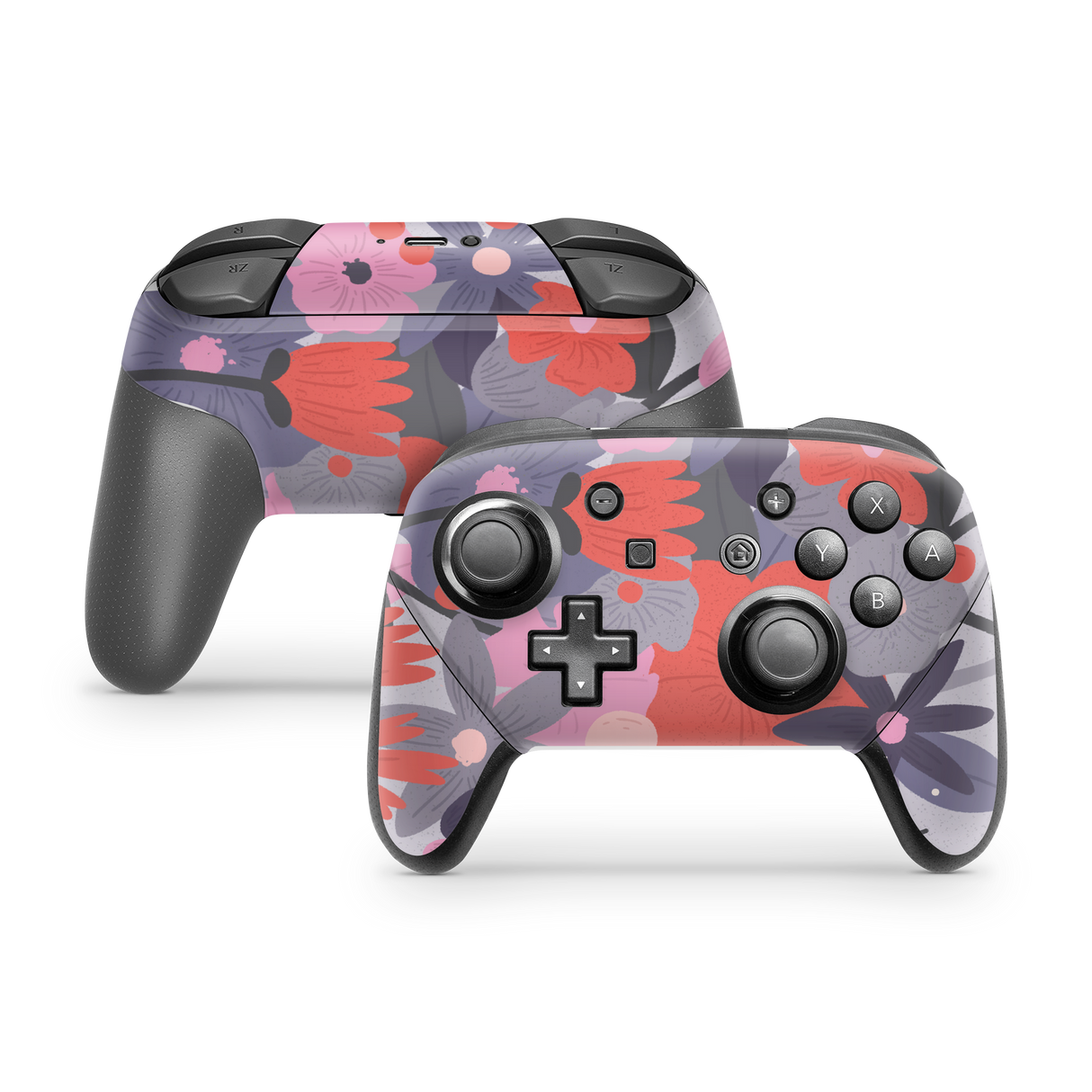 Nintendo Switch Controller Skin Purple Floral