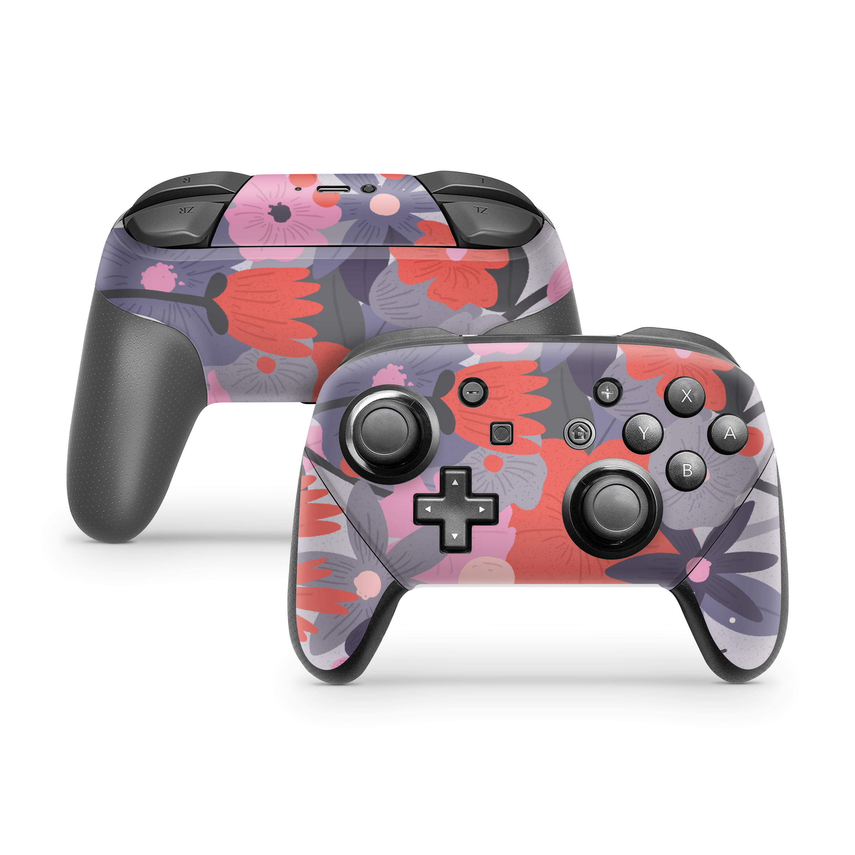 Nintendo Switch Controller Skin Purple Floral