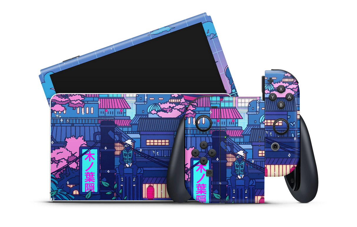 Nintendo Switch OLED Skin Cyberpunk Village