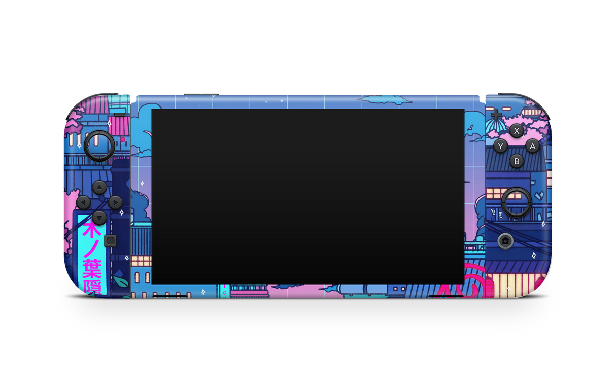 Nintendo Switch OLED Skin Cyberpunk Village