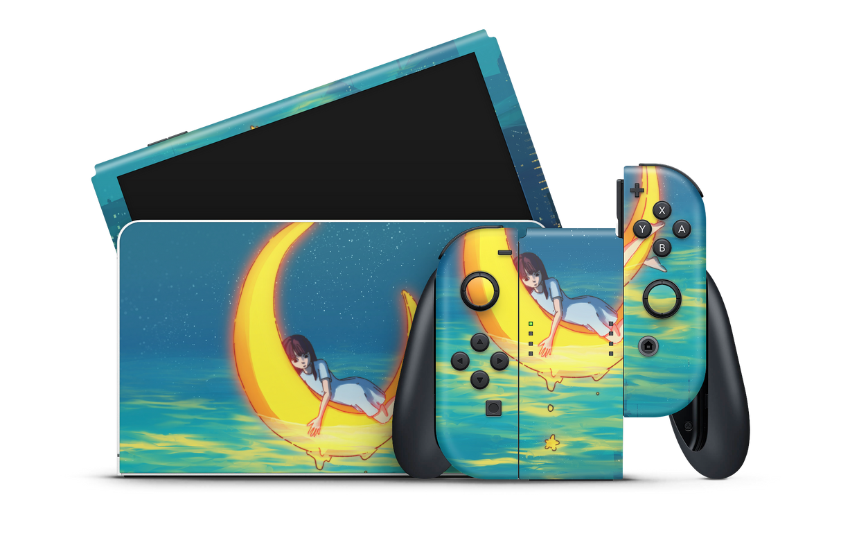 Nintendo Switch OLED Skin Girl on the Moon