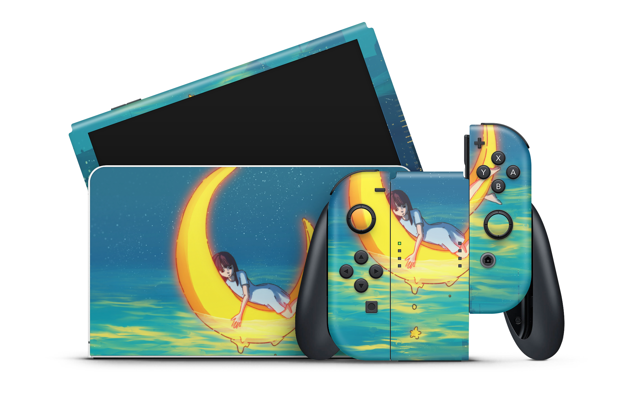 Nintendo Switch OLED Skin Girl on the Moon