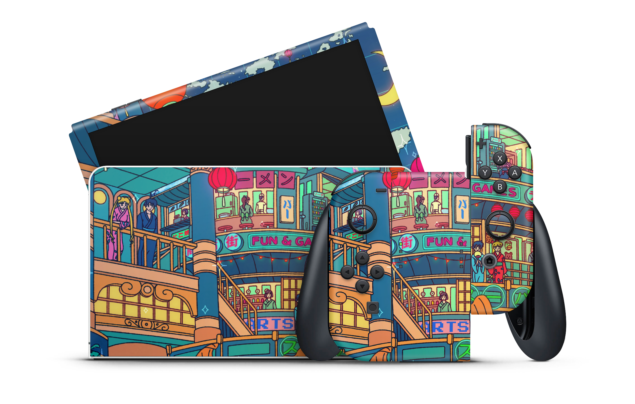 Nintendo Switch OLED Skin Moon festival