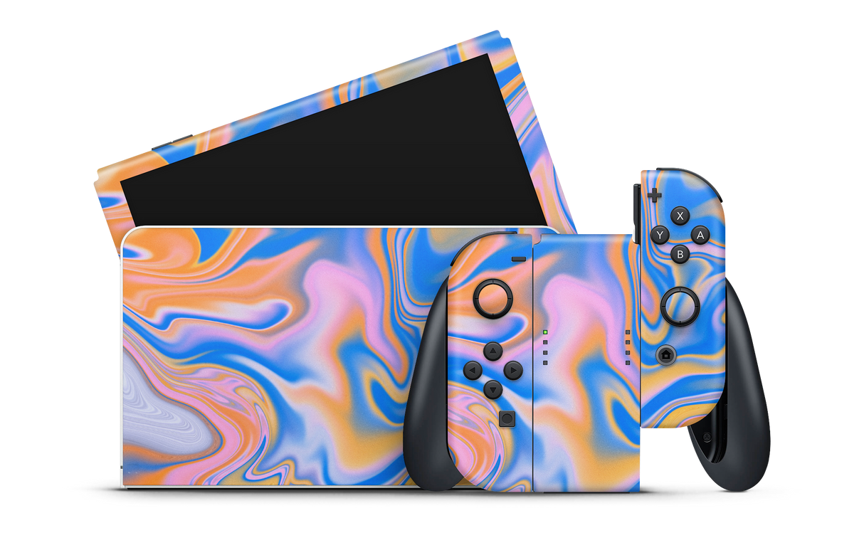 Nintendo Switch OLED Skin Blue Liquid