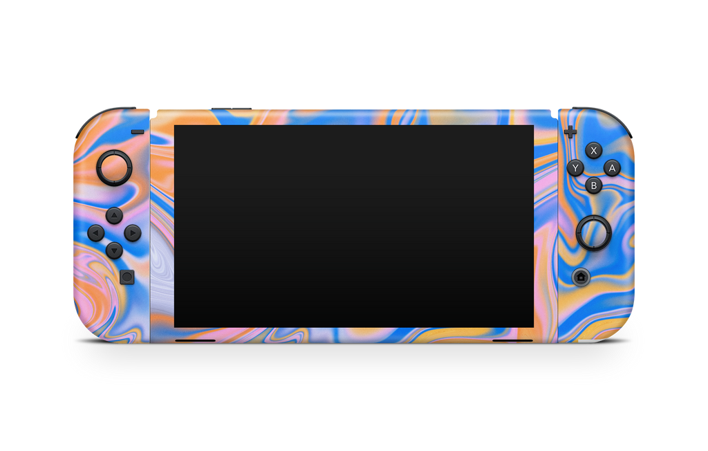 Nintendo Switch OLED Skin Blue Liquid