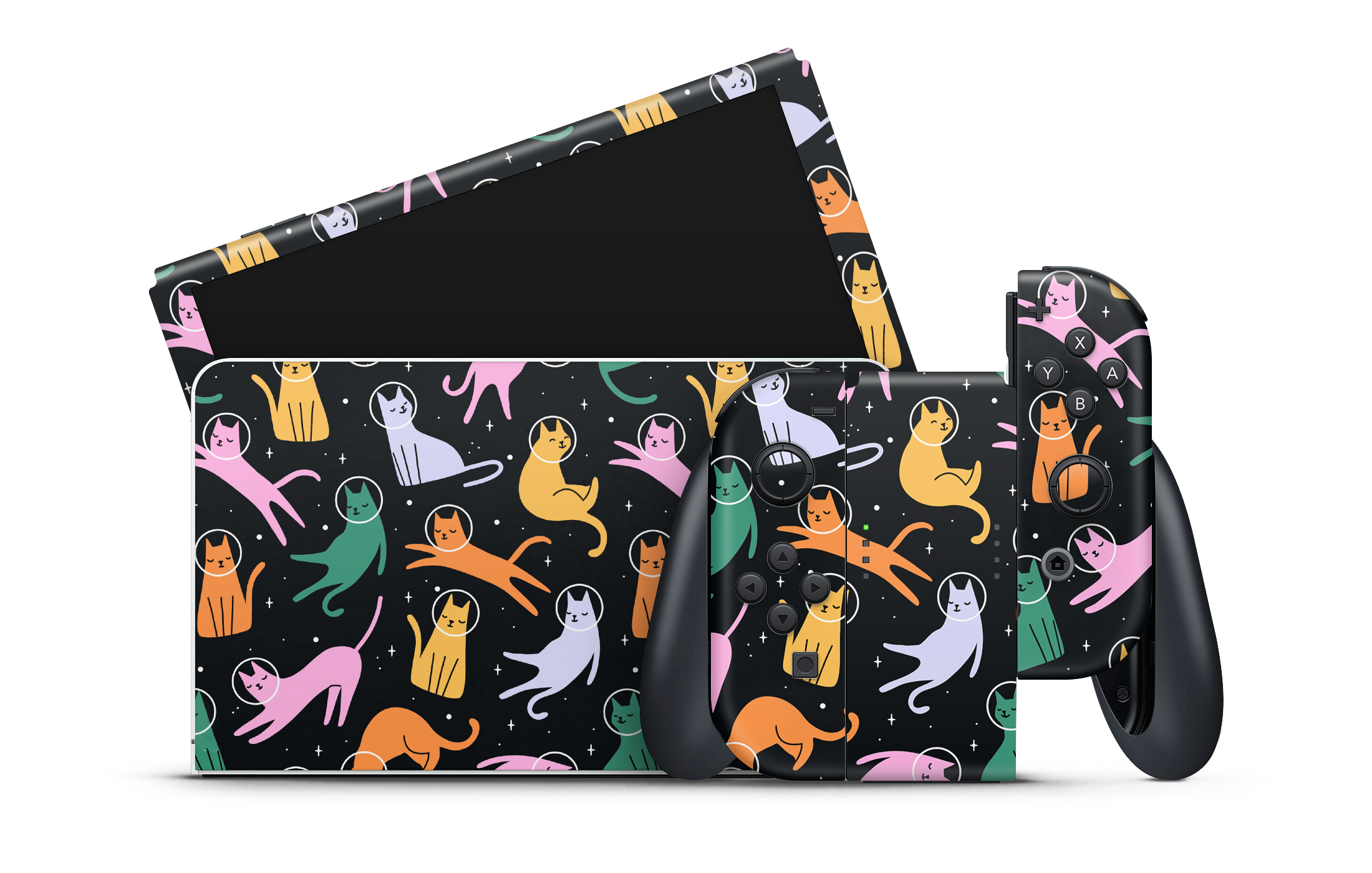 Nintendo Switch OLED Skin Cats Space