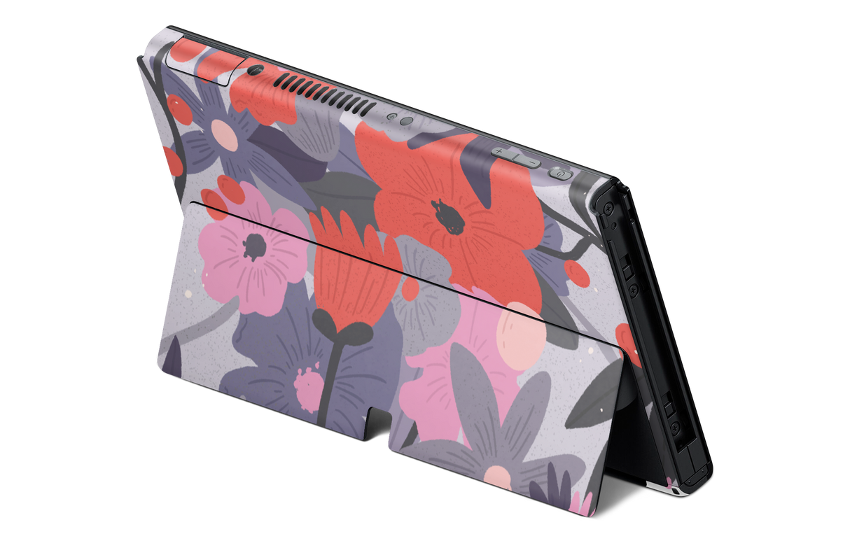 Nintendo Switch OLED Skin Purple Floral