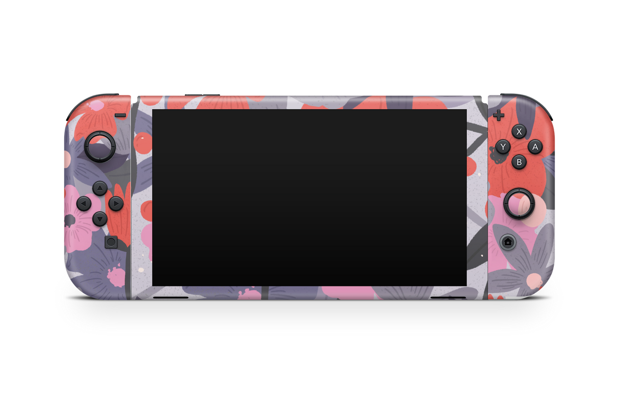 Nintendo Switch OLED Skin Purple Floral