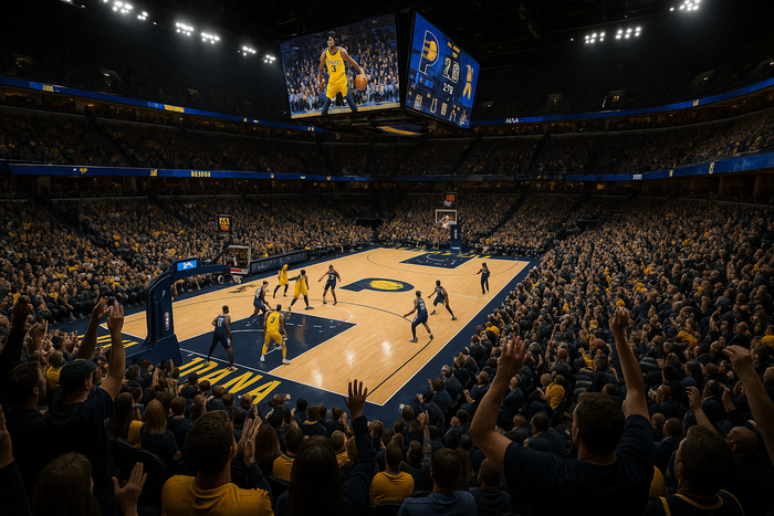 fan view in the arena of an NBA game 